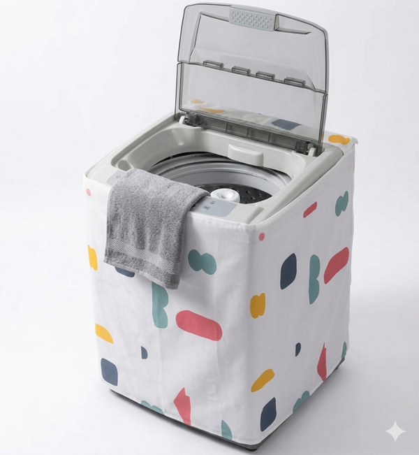 Single door top load washing machine cover with colorful pattern design — imported dust and water protection Pakistan