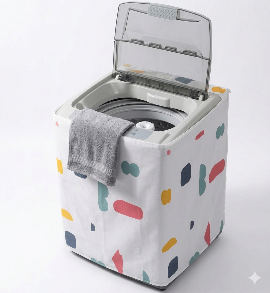 Single door top load washing machine cover with colorful pattern design — imported dust and water protection Pakistan